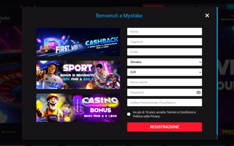 Registrazione Mystake